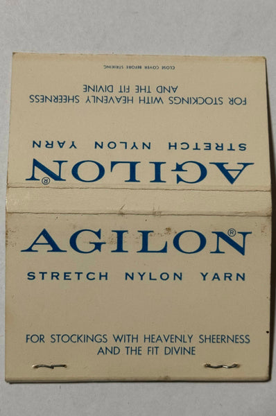 "Agilon Nylons" Vintage 22 Feature Matchbook w/ Leg Shaped Stocking Stems!