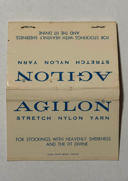 "Agilon Nylons" Vintage 22 Feature Matchbook w/ Leg Shaped Stocking Stems!