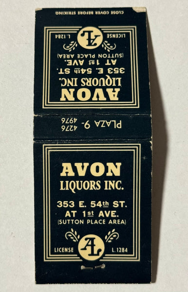 "Avon Liquors" NYC, NY Vintage Feature Matchbook