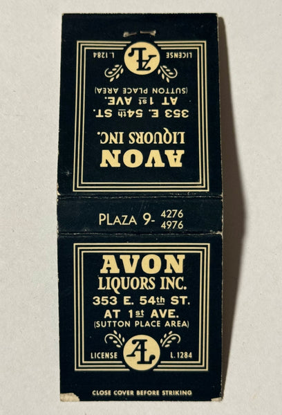 "Avon Liquors" NYC, NY Vintage Feature Matchbook