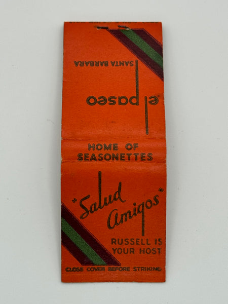 "El Paseo" Santa Barbara, CA Vintage Feature Matchbook