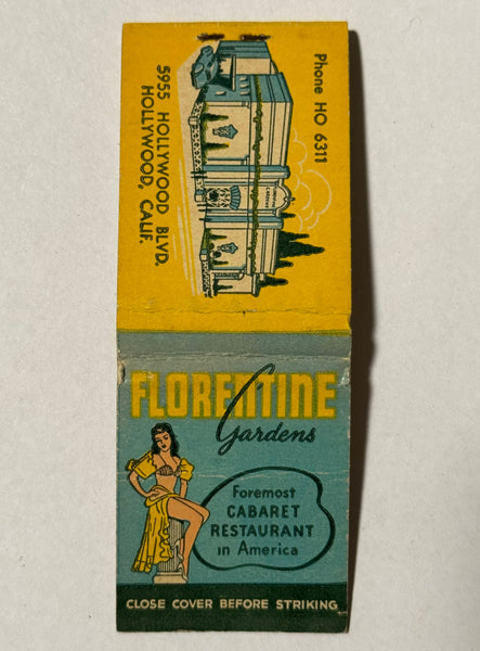 "Florentine Gardens" Hollywood, CA Vintage Feature Nudie Matchbook