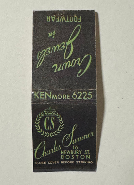 "Charles Sumner" Boston, MA Vintage Feature Matchbook