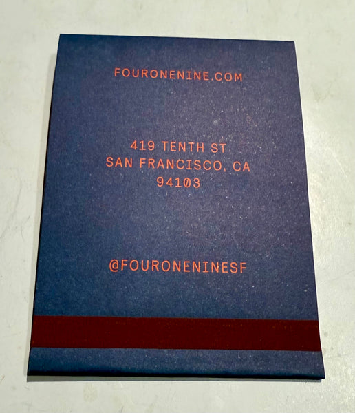 "FOUR ONE NINE" Giant Retro Feature Matchbook