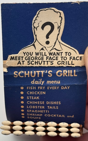 "Schutt’s Grill" Buffalo, NY Vintage Feature Matchbook with a Pop Up Display!