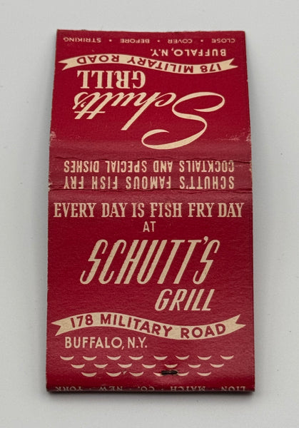 "Schutt’s Grill" Buffalo, NY Vintage Feature Matchbook with a Pop Up Display!