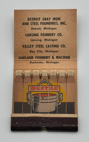 "Detroit Gray Iron And Steel Foundries" Detroit, MI Vintage Feature Matchbook