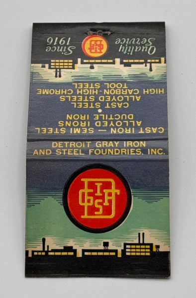 "Detroit Gray Iron And Steel Foundries" Detroit, MI Vintage Feature Matchbook