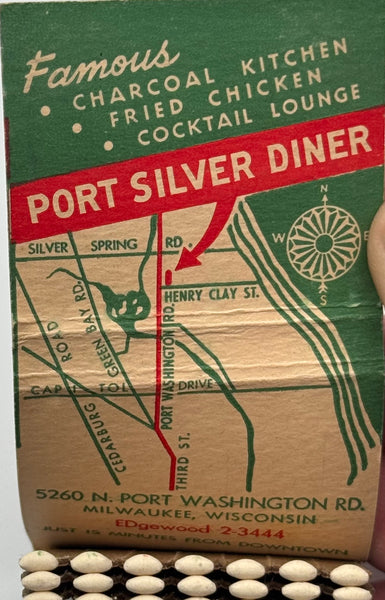 "Port Silver Diner" Milwaukee, WI Vintage Feature Matchbook with a Full-Length Cover!