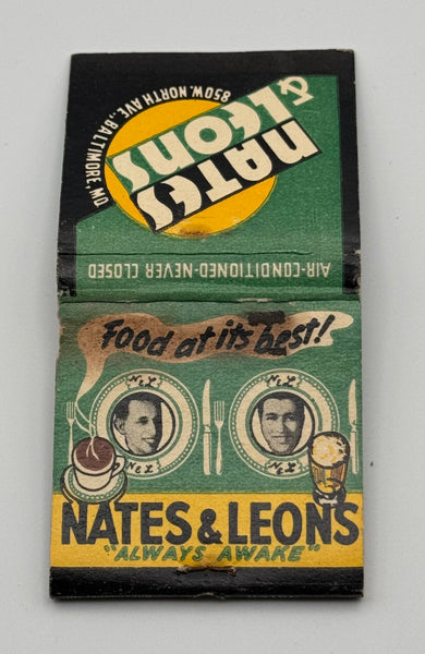 "Nates and Leons" Baltimore, MD Vintage Feature Matchbook