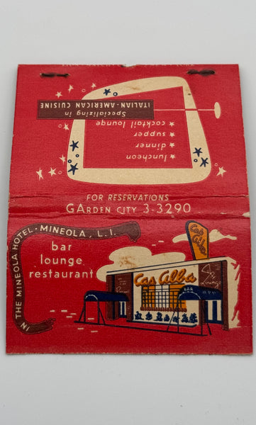"Cas-Alba Restaurant" Mineola, LI Vintage Feature Matchbook