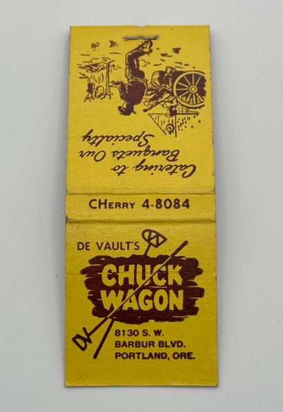 "De Vault’s Chuck Wagon" Portland,OR Vintage Feature Matchbook