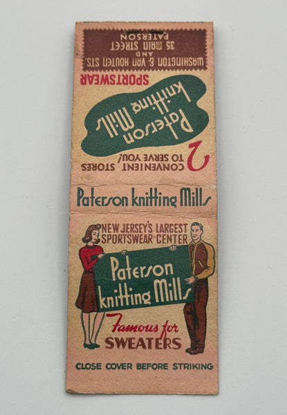 "Paterson Knitting Mill" Paterson,NJ Vintage Feature Matchbook