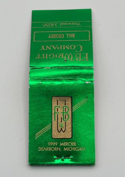 "F.B. Wright Company" Dearborn, MI Vintage Feature Matchbook with a Metallic Cover!