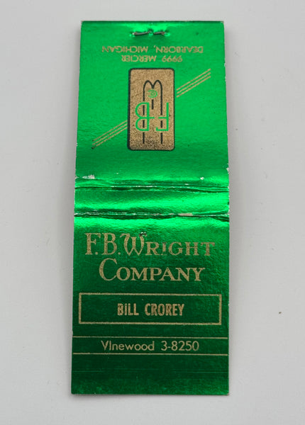 "F.B. Wright Company" Dearborn, MI Vintage Feature Matchbook with a Metallic Cover!