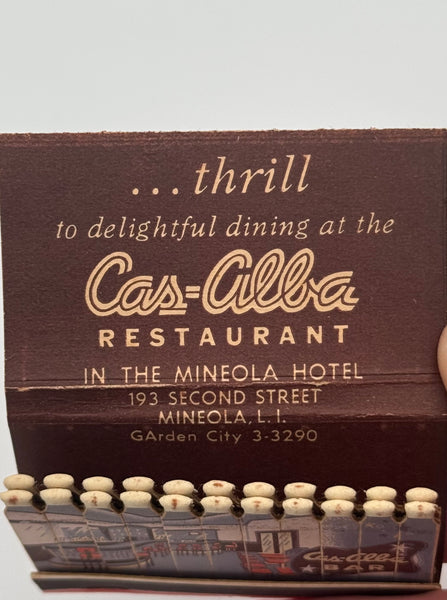 "Cas-Alba Restaurant" Mineola, LI Vintage Feature Matchbook