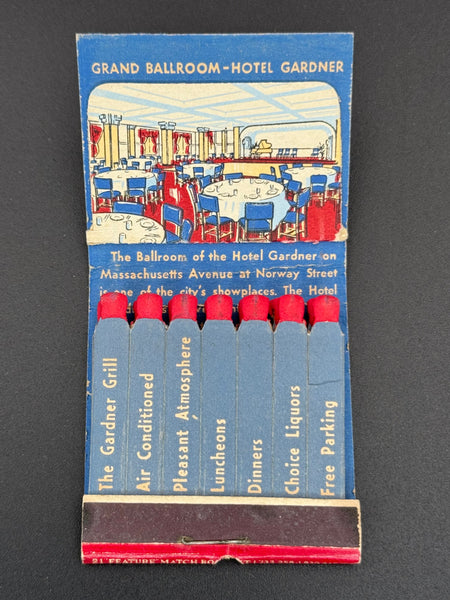 "Hotel Gardner" Boston, MA Vintage Feature Matchbook with a Pop-Up Display!