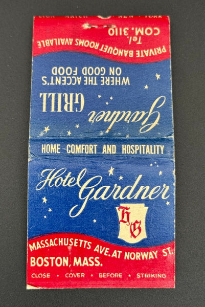 "Hotel Gardner" Boston, MA Vintage Feature Matchbook with a Pop-Up Display!