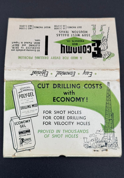 "Economy Mud Products Co" Houston, TX Vintage Feature Matchbook