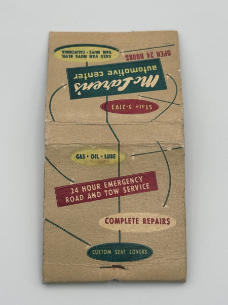 "Mc Laren’s Automotive Center" Van Nuys, CA Vintage Feature Matchbook