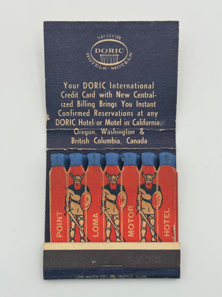 "Doric Point Loma" San Diego, CA Vintage Feature Matchbook