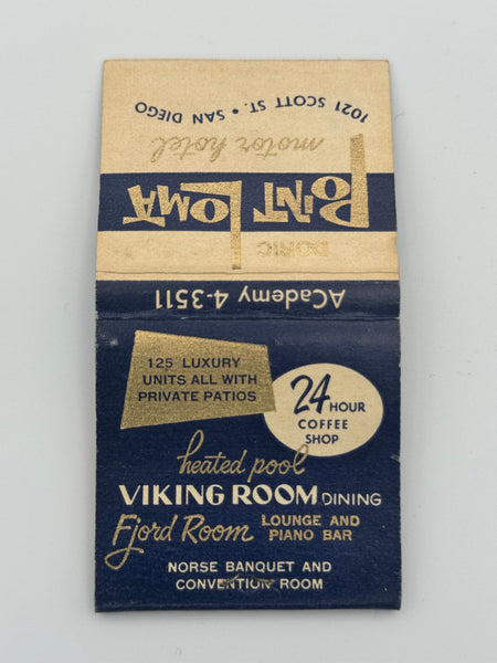 "Doric Point Loma" San Diego, CA Vintage Feature Matchbook