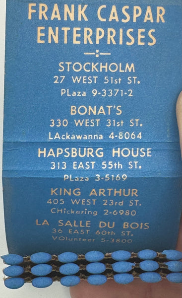 "Frank Caspar Enterprises" New York, NY Vintage Feature Matchbook