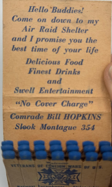 "Bill Hopkins Rathskeller" Phila, PA Vintage Feature Matchbook
