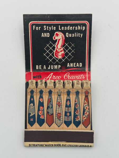 "Arco Cravats" New York, NY Vintage Feature Matchbook