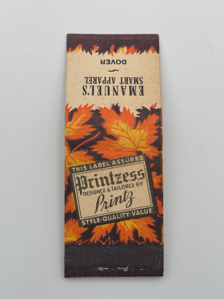 "Emanuel’s Smart Apparel" Vintage Feature Matchbook