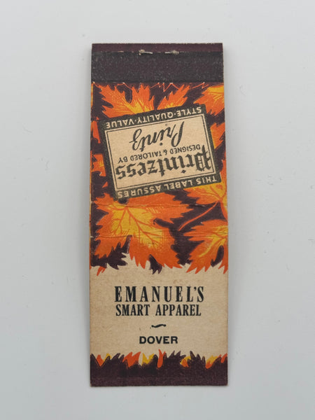 "Emanuel’s Smart Apparel" Vintage Feature Matchbook