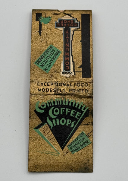 "Community Coffee Shops" Binghamton,NY Vintage Feature Matchbook