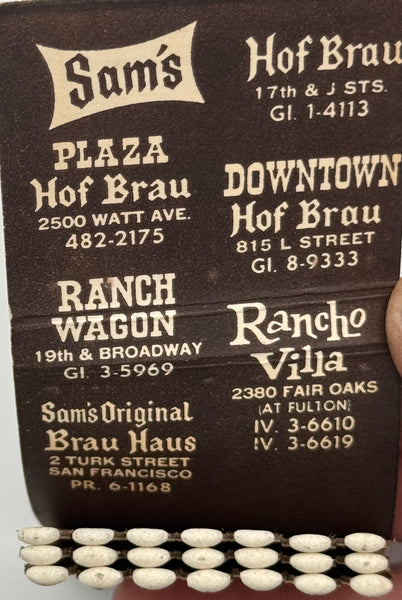 "Sam’s Restaurants" San Francisco, CA Vintage Feature Matchbook