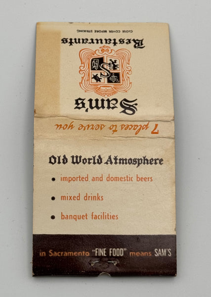 "Sam’s Restaurants" San Francisco, CA Vintage Feature Matchbook