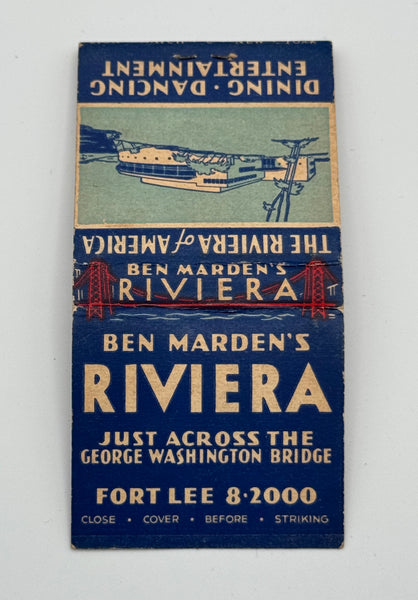 "Ben Marden’s Riviera" Fort Lee, NJ Vintage Feature Matchbook