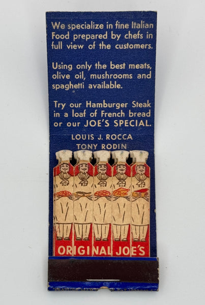 "Original Joe’s" San Francisco, CA Vintage Feature Matchbook