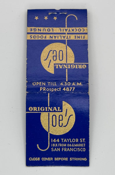 "Original Joe’s" San Francisco, CA Vintage Feature Matchbook