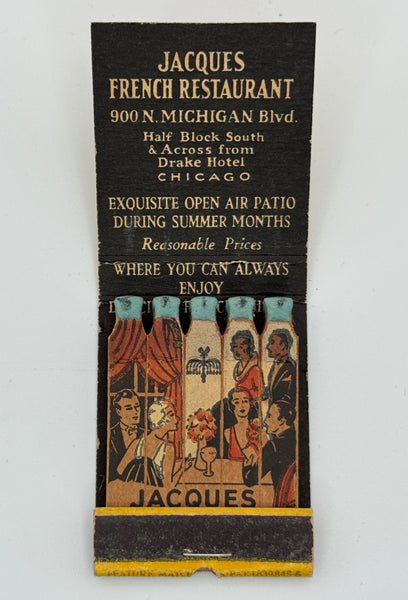 "Jacques French Restaurant" Chicago, IL Vintage Feature Matchbook