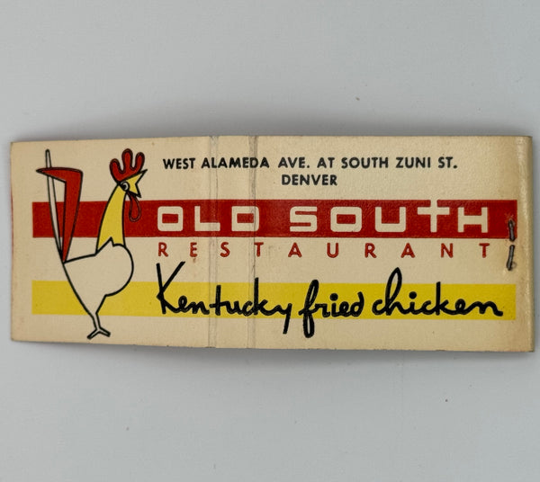 "Old South Restaurant/KFC" Denver, CO Vintage Feature Matchbook with a Full Length Cover