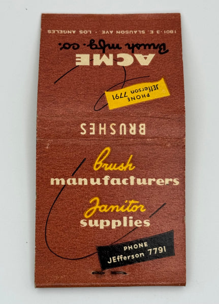 "Acme Brush Manufacturing Company" Los Angeles,CA Vintage Feature Matchbook