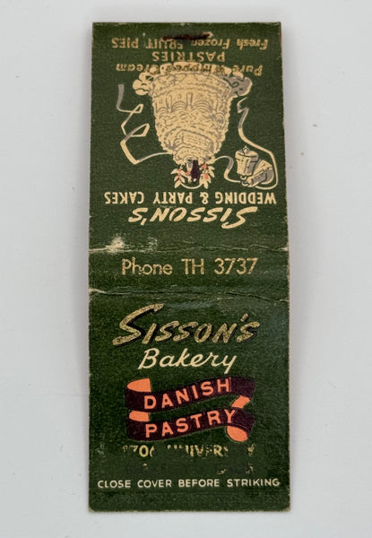 "Sisson’s Bakery" Vintage Feature Matchbook