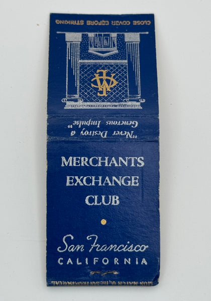 "Merchants Exchange Club" San Francisco, CA Vintage Feature Matchbook