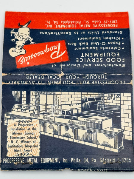 "Progressive Metal Equipment" Philadelphia, PA Vintage Feature Matchbook