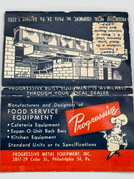 "Progressive Metal Equipment" Philadelphia, PA Vintage Feature Matchbook