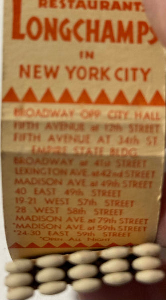 "Longchamps" New York, NY Vintage Feature Matchbook
