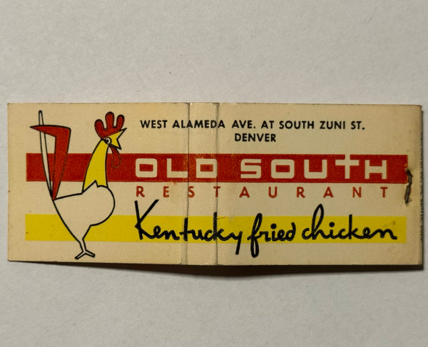 "Old South/Kentucky Fried Chicken" Denver, CO Vintage Feature Full-Length Matchbook