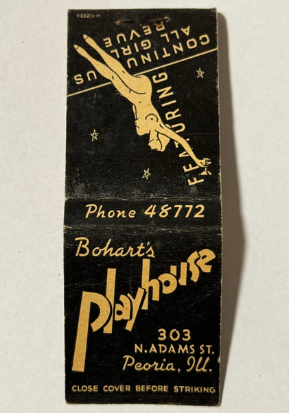 "Bohart's Playhouse" Peoria, IL Vintage Girlie Feature Matchbook