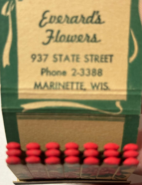 "Everard's Flowers" Marinette, WI Vintage Feature Matchbook