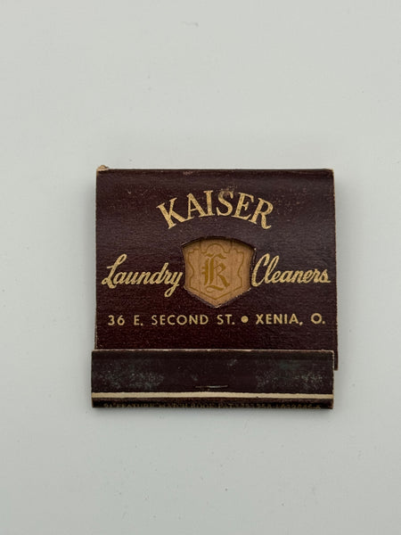 "Kaiser Laundry Cleaners" Xenia, Ohio Vintage Feature Matchbook w/ a Knot-Hole Cover!