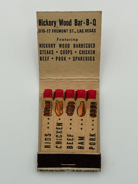 "Hickory Wood Bar-B-Q" Las Vegas Vintage Feature Matchbook
